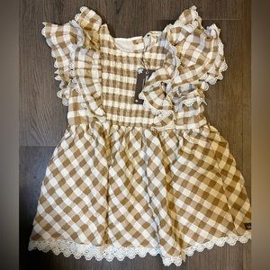 Matilda Jane Cream and Tan Gingham Ruffle Blouse